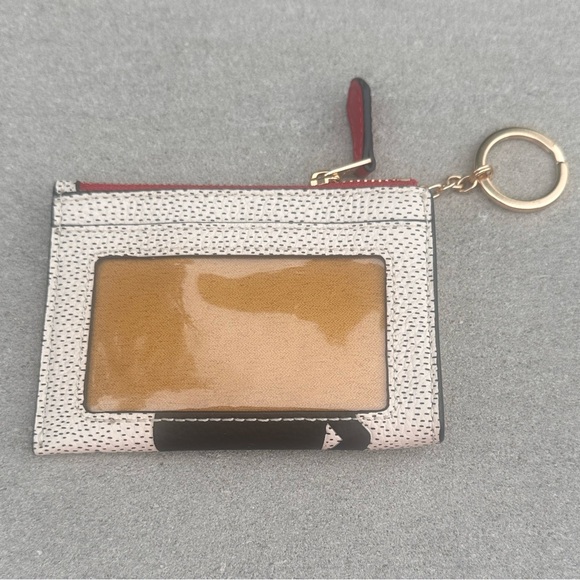 Coach Disney Mickey Mouse Keith Haring Mini Skinny ID Zip Case Chalk Leather - Picture 3 of 4